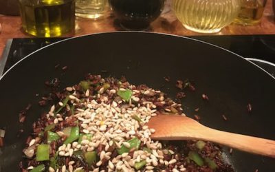 Stuffed mushrooms & red organic rice