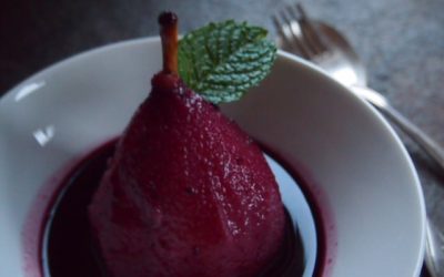 Poires au vin et cassis